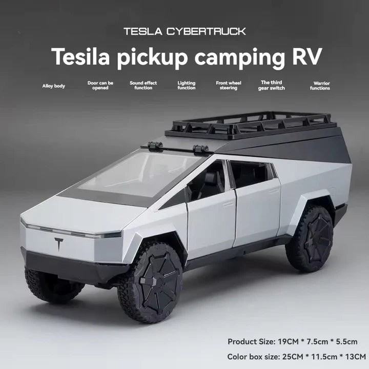 Tesla Cybertruck Pickup Camping RV - Diecast Metal Car - Scale 1:24