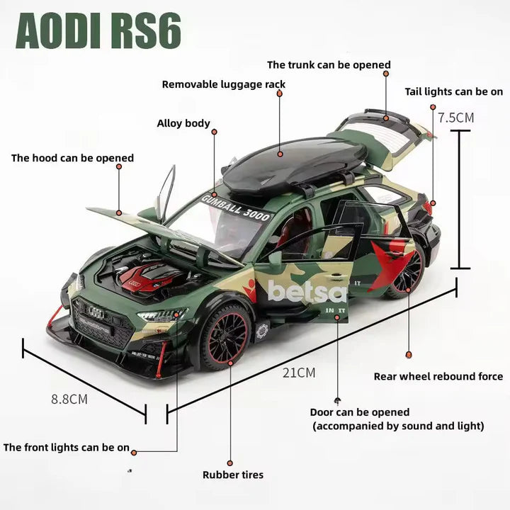 Audi Rs6 Militery - Diecast Metal Car - Scale 1:24/1:32