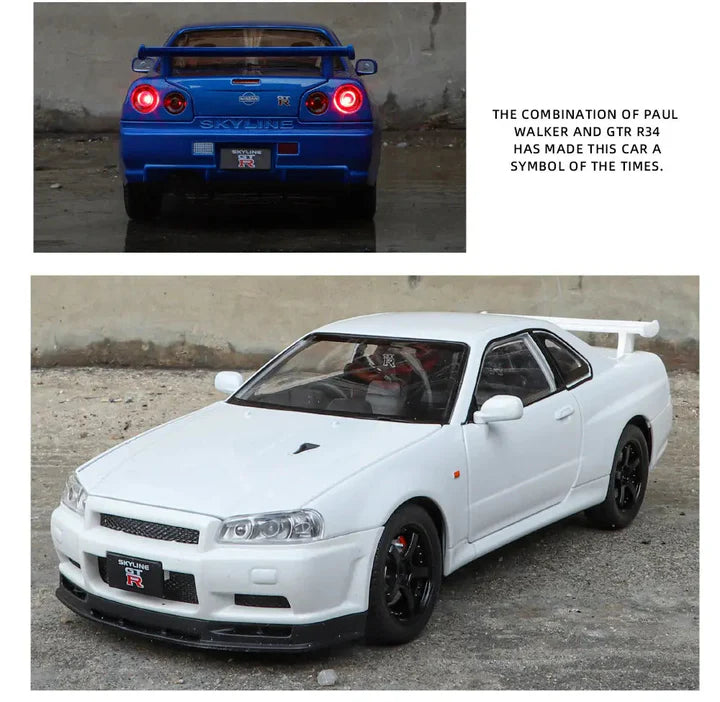 Nissan Skyline Gtr 34- Diecast Metal Car - Scale 1:24