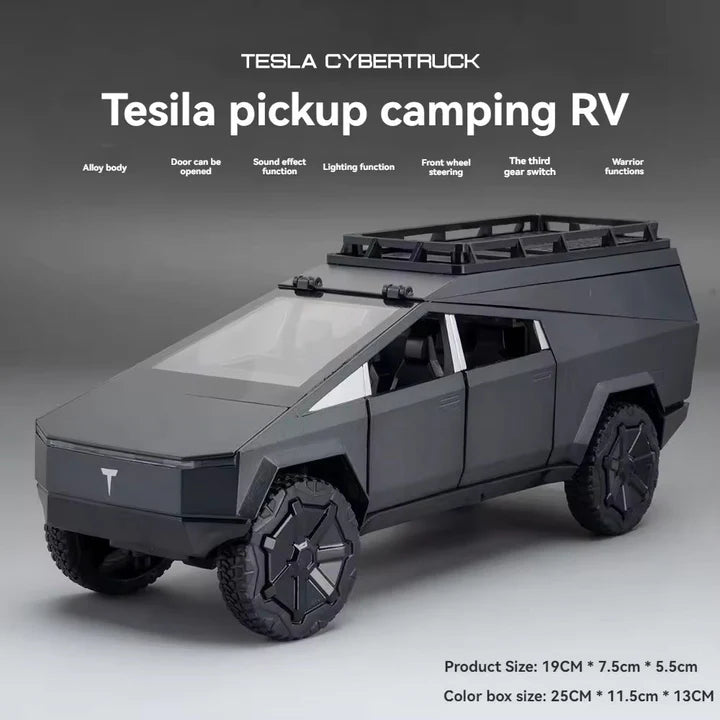 Tesla Cybertruck Pickup Camping RV - Diecast Metal Car - Scale 1:24