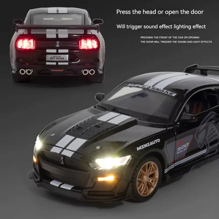 Mustang Gt500 Orange Scale  Model  - Diecast Metal Car - Scale 1:32