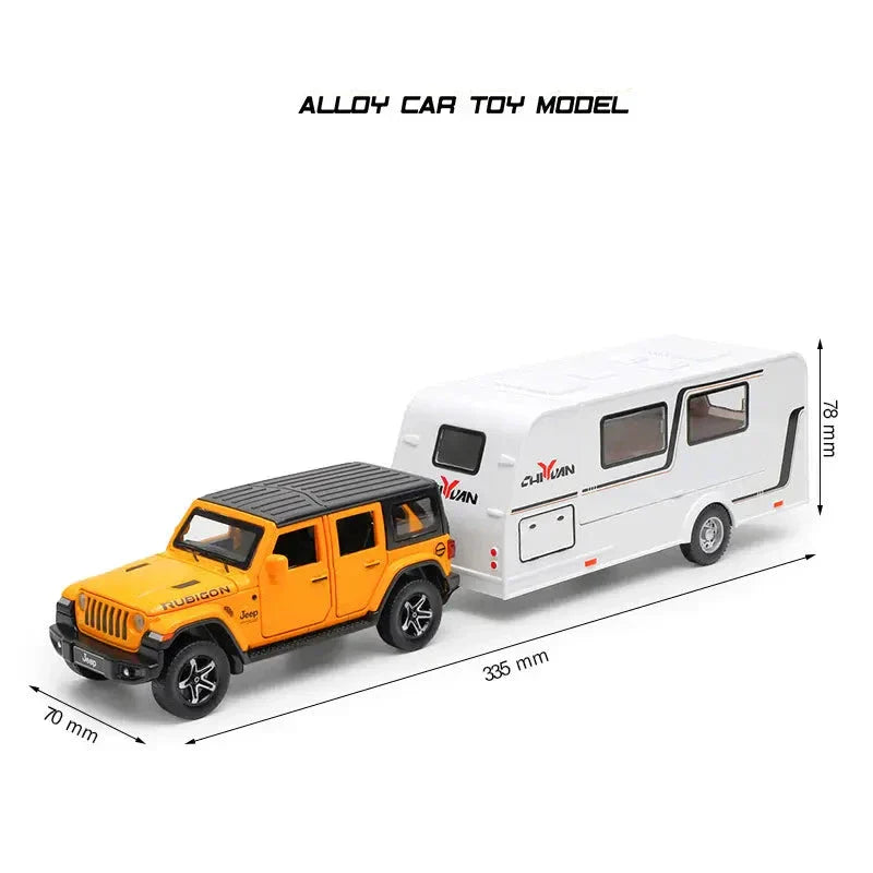 Jeep Rubicon with Trailer - Diecast Metal Car - Scale 1:24
