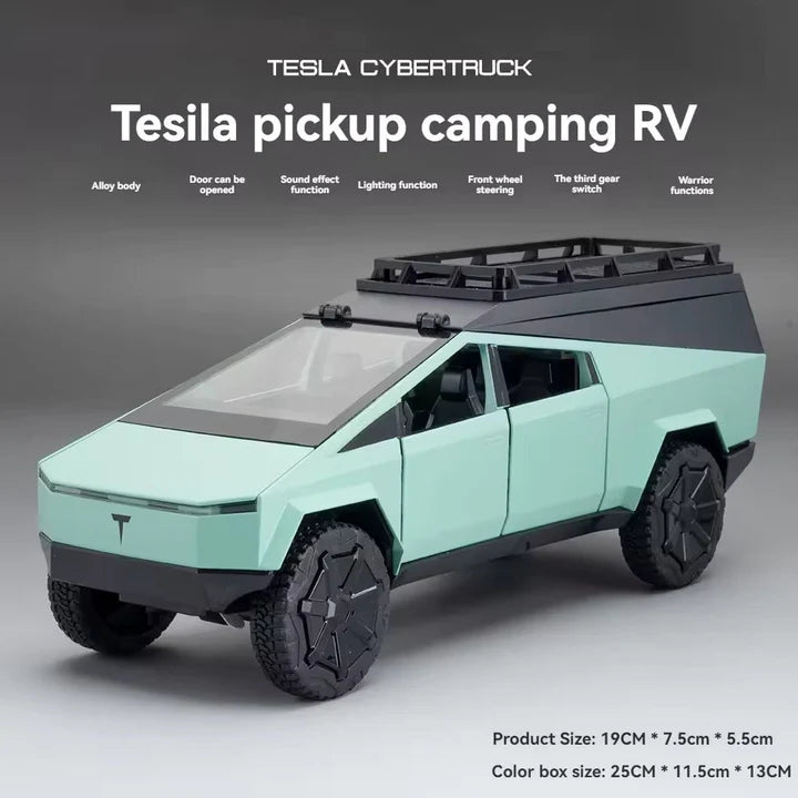 Tesla Cybertruck Pickup Camping RV - Diecast Metal Car - Scale 1:24