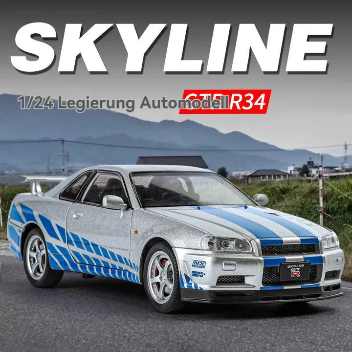 Nissan Skyline Gtr 34- Diecast Metal Car - Scale 1:24