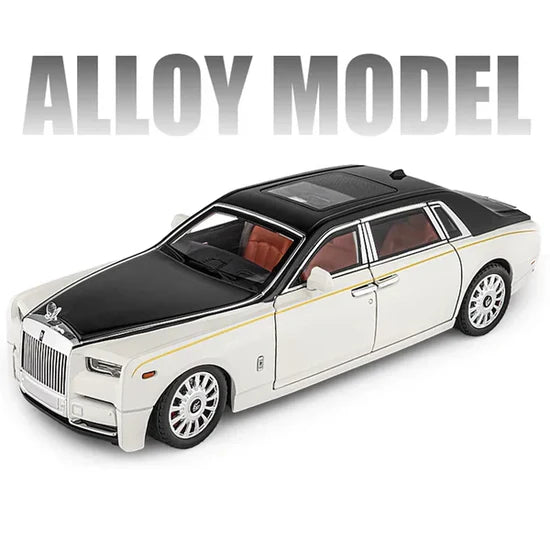 Rolls Royce Phantom White-Blue - Diecast Metal Car - Scale 1:32 / 1:24