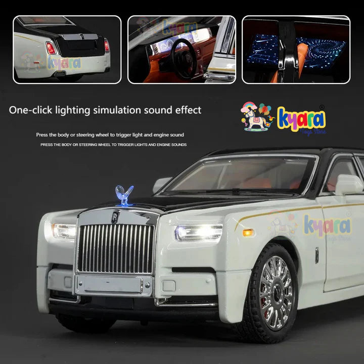 Rolls-royce Phantom Black-Silver - Diecast Metal Car - Scale 1:24 / 1:18