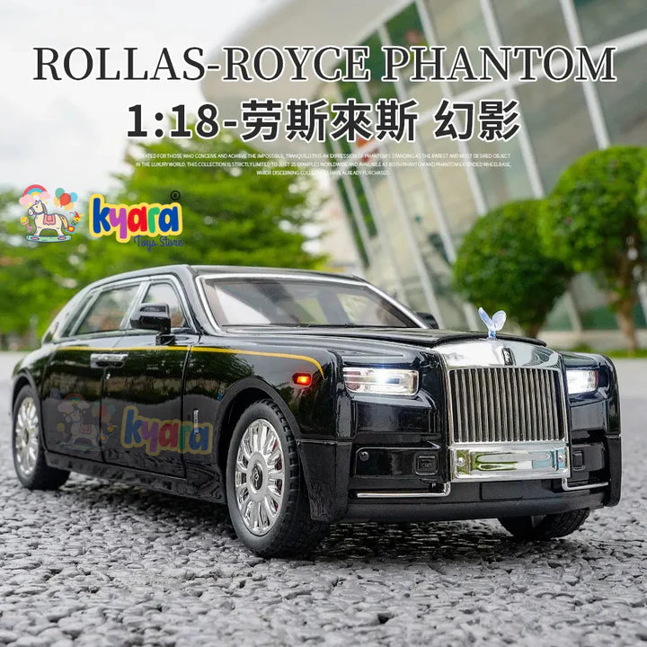 Rolls-royce Phantom Black-Silver - Diecast Metal Car - Scale 1:24 / 1:18