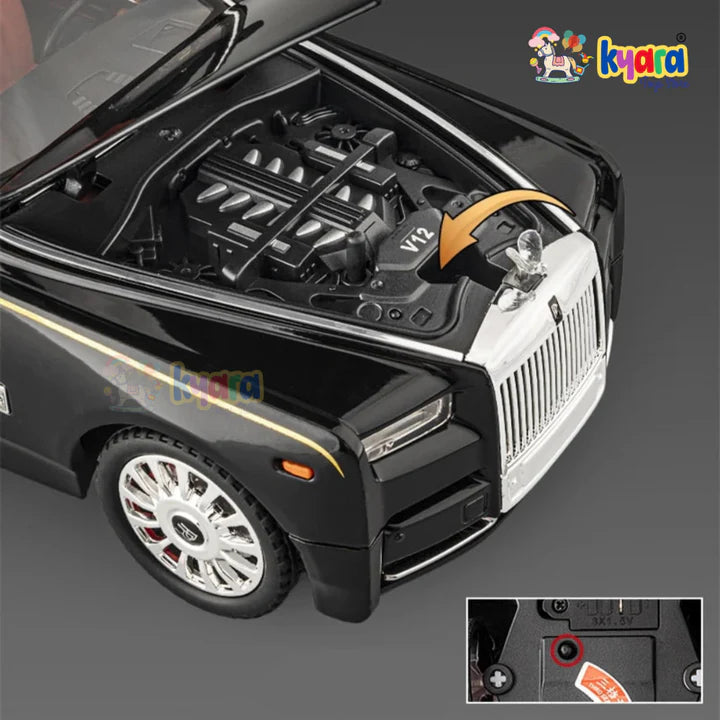 Rolls-royce Phantom Black-Silver - Diecast Metal Car - Scale 1:24 / 1:18