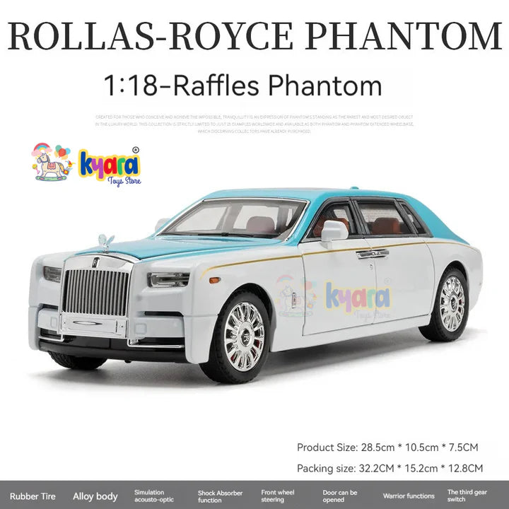 Rolls-royce Phantom Black-Silver - Diecast Metal Car - Scale 1:24 / 1:18
