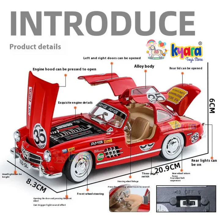 Mercedes Benz 300sl Vintage - Diecast Metal Car - Scale 1:24