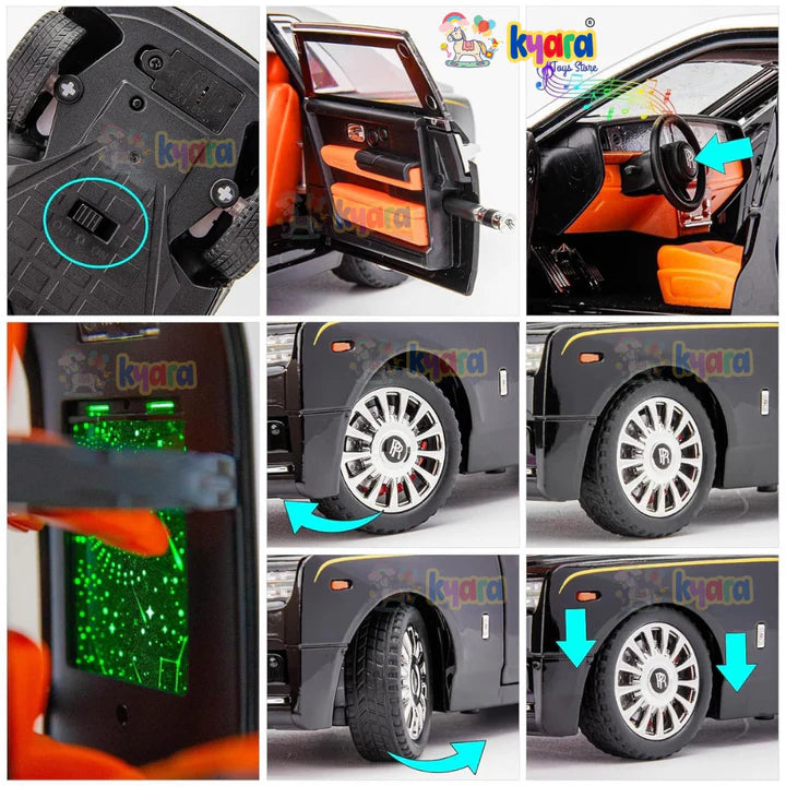 Rolls-royce Phantom Black-Silver - Diecast Metal Car - Scale 1:24 / 1:18