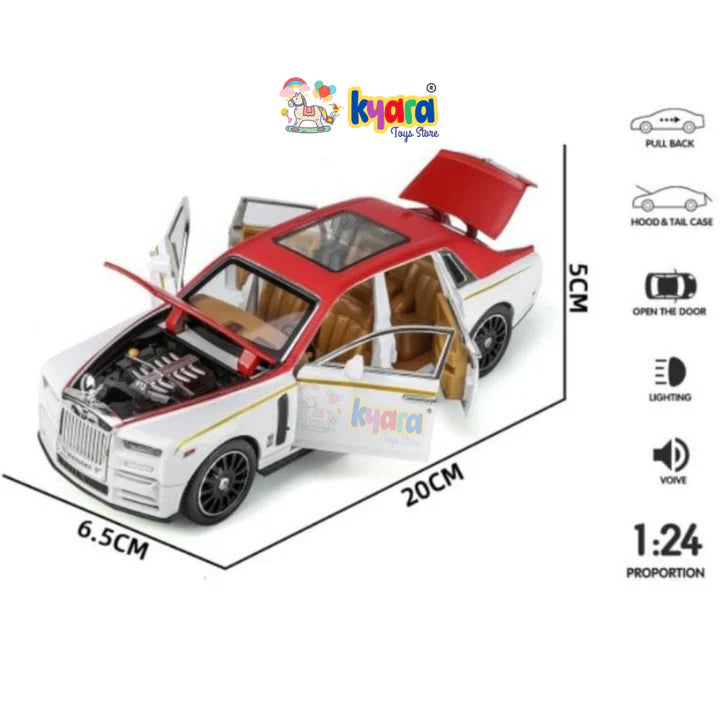 Rolls Royce Phantom White Scale - Diecast Metal Car - Scale 1:24