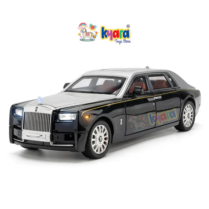 Rolls-royce Phantom Black-Silver - Diecast Metal Car - Scale 1:24 / 1:18