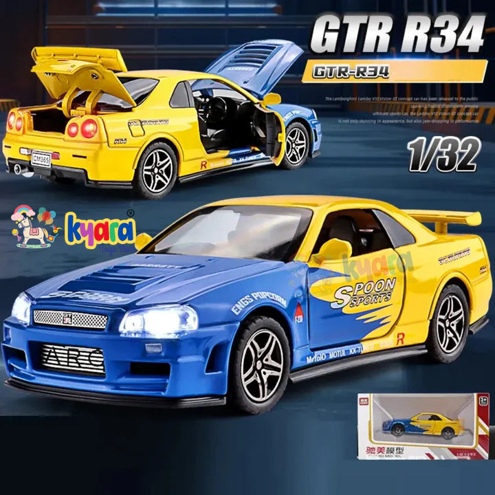 Nissan GTR R34 - Diecast Metal Car - Scale 1:32