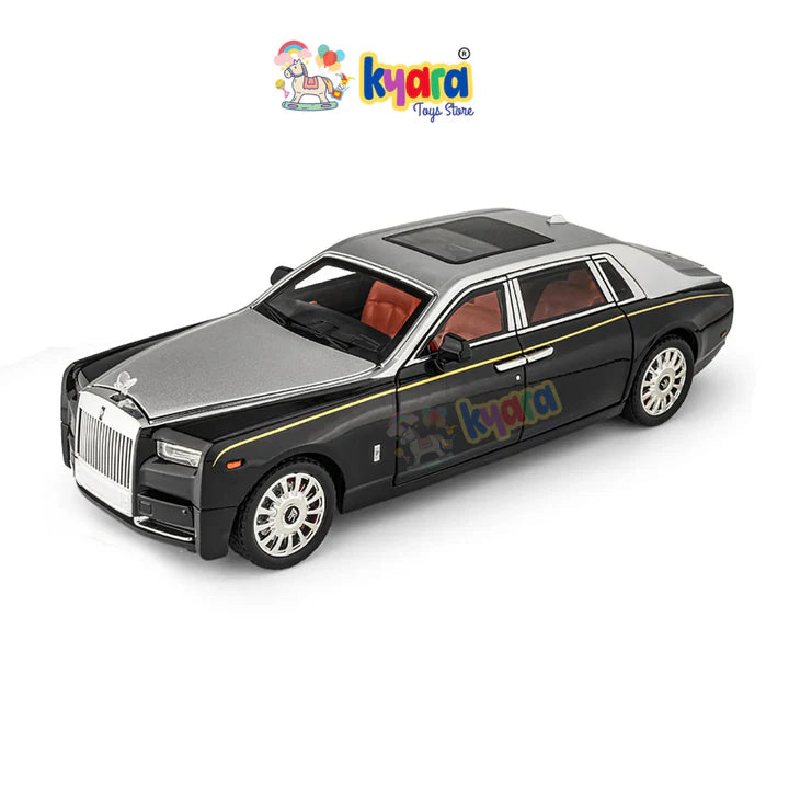 Rolls-royce Phantom Black-Silver - Diecast Metal Car - Scale 1:24 / 1:18