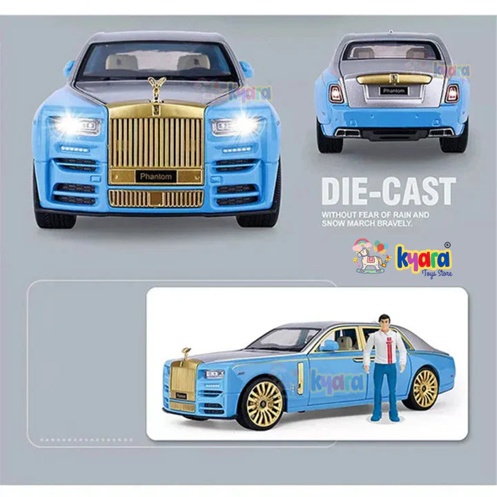 Rolls Royce Phantom Blue Scale - Diecast Metal Car - Scale 1:24
