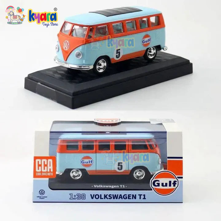 Gulf Oil VoLkswagen Classic T1 Bus- Diecast Metal Car - Scale 1:36