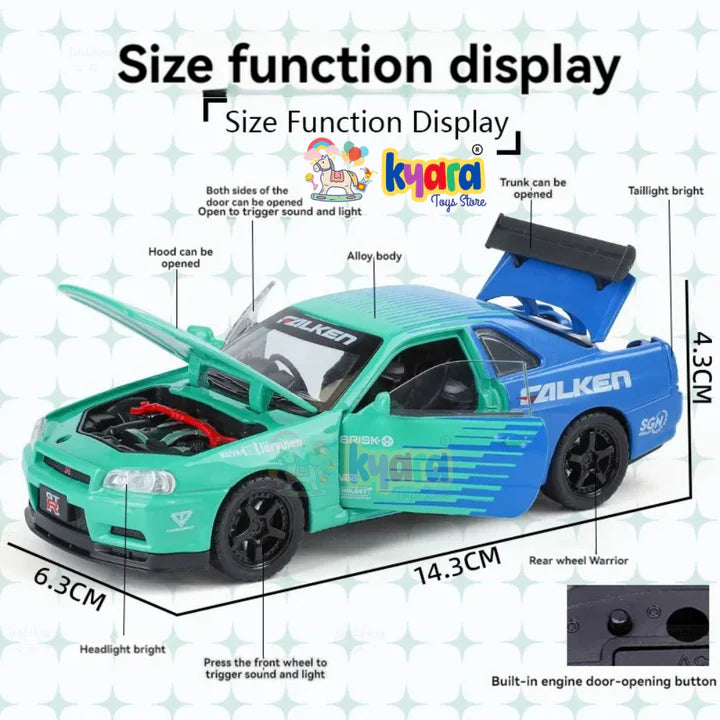 Nissan GTR R34 - Diecast Metal Car - Scale 1:32