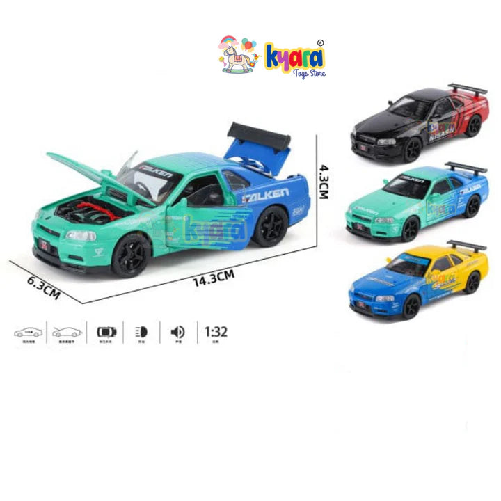 Nissan GTR R34 - Diecast Metal Car - Scale 1:32