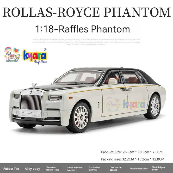 Rolls-royce Phantom Black-Silver - Diecast Metal Car - Scale 1:24 / 1:18